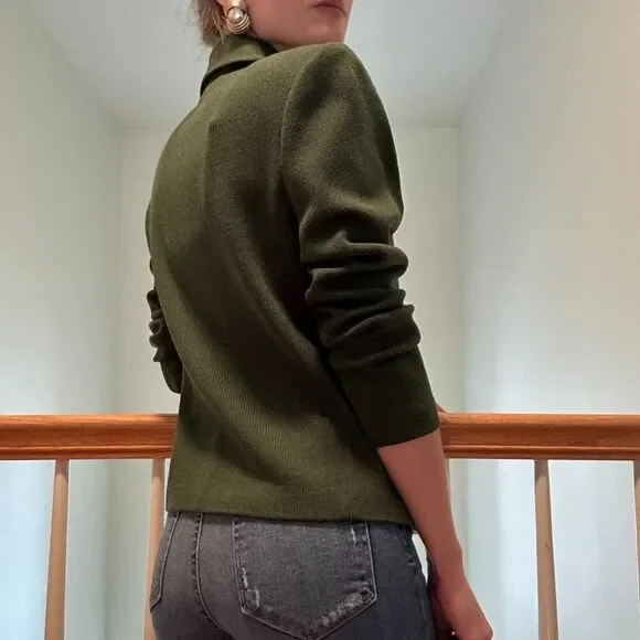 St. John Collection Green Zip Santana Knit Jacket Size 2 - Picture 2 of 15